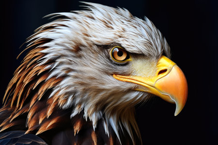 head of a bald eagle in close-up. He stares intentlyの素材