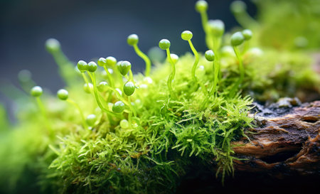macrophotography. moss on a damp stumpの素材