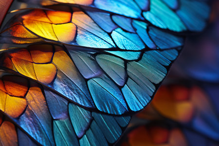bright background texture of butterfly wings. Detail of butterfly wings.の素材