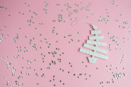 Merry Christmas in pastel backgroundの写真素材