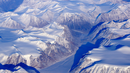 Glacier on Greenland beginning to speed up heading for the sea. Image taken from an Airplane