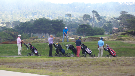 CARMEL, CALIFORNIA, UNITED STATES - OCT 6, 2014: companionship playing at the Pebble Beach Golf Course, which is part of the famous 17 miles drive areaのeditorial素材