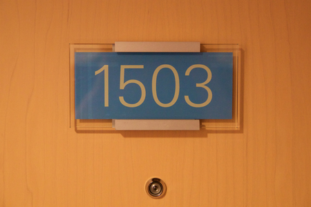 VIENNA, AUSTRIA - APR 29th, 2017: hotel door number, close up image of number 1503, which is a Presidental Suite in the Hilton Viennaのeditorial素材