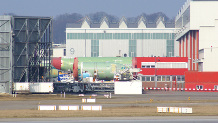 HAMBURG, GERMANY - MARCH 8th, 2014: parts of a passenger plane were delivered to Hamburg from Toulouse.のeditorial素材