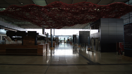 BERLIN, GERMANY - JAN 17th, 2015: Inside of the Berlin Brandenburg Airport BER, still under...
