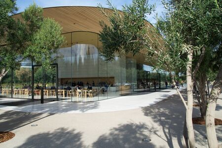 CUPERTINO, CALIFORNIA, UNITED STATES - NOV 26th, 2018: Exterior view of the new and modern Apple...