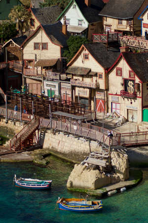 MELLIEHA, MALTA - DEC 30th, 2019: View of Popeye Village. Popeye Village was used as the set for Robert Altmans movie Popeye.のeditorial素材