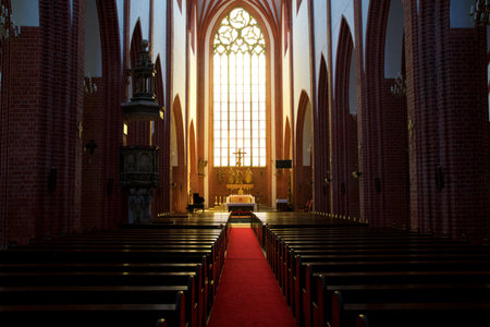WROCLAW, POLAND - 16 JUNE 2018: Interior view of a famous old church in the city centre of Wroclawのeditorial素材