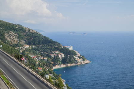Picturesque Coastal Road with View onto Dubrovnik, Croatiaの写真素材