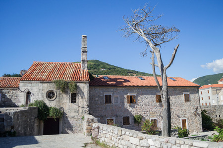 Traditional Buildings in the Old Town of Budva, Budva Riviera, Montenegro