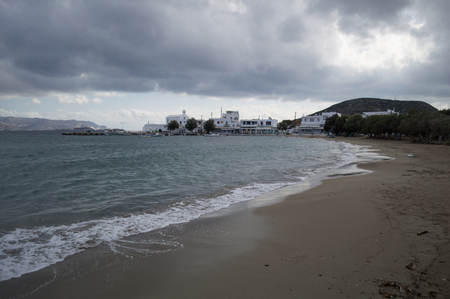 Typical Whitewashed Houses at Bay of Pollonia, Milos, Greeceの写真素材