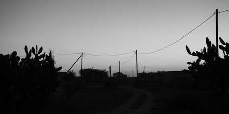 Sunset in a Rural Countryside Village, Mantshwabisi, Botswana, Africaの写真素材