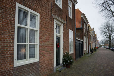 Traditional Dutch Houses in Veere, Zeeland, Netherlandsの写真素材