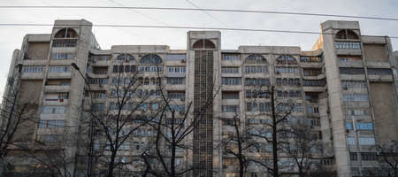 Socialist Buildings during winter in Bishkek, Kyrgyzstanの写真素材