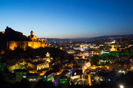 View from Lookout Point onto Tbilisi during Sunset, Georgiaの写真素材