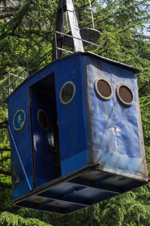 Blue Cable Car in Mining Town Chiatura, Georgia