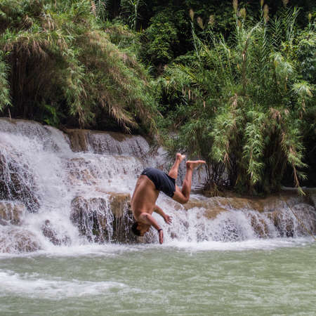 Kuang Si Waterfalls near Luang Prabang, Laosの写真素材