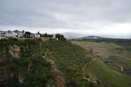 Panorama of Ronda, Cliffs and Surrounding Andalusian Landscape, Spainの写真素材