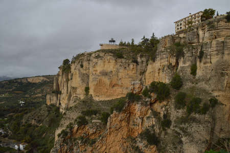 Panorama of Ronda, Cliffs and Surrounding Andalusian Landscape, Spainの写真素材