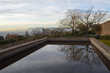 Water Reservoir at Carmen de los Martires Park in Granada, Spainの写真素材