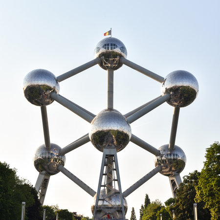 Futuristic Atomium Landmark in Brussels, Belgiumの写真素材