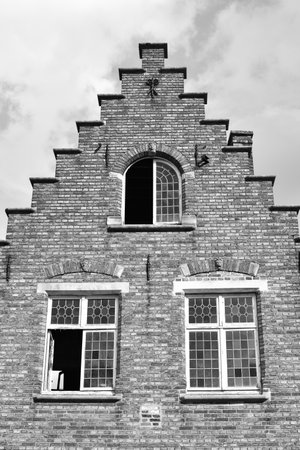 Historic Building with Gable in the Old Town of Brugesの写真素材