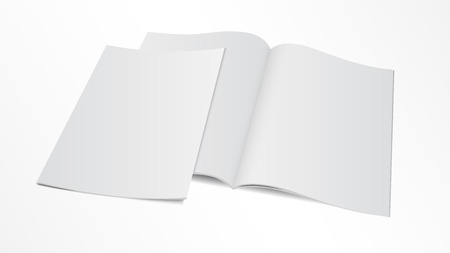 Vector illustration. Couple of blank opened magazine template with cover.のイラスト素材