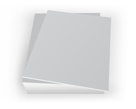 Stack of blank covers mockup magazines template on white background with soft shadowsのイラスト素材