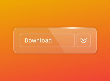 Transparent glossy download button on orange background.のイラスト素材