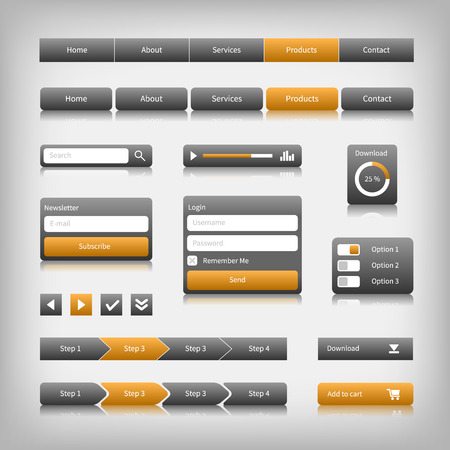 Web design elements with reflection. Login, search, 3 option.のイラスト素材