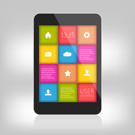 User interface colorful design for mobile devices. Presentation with reflection.のイラスト素材
