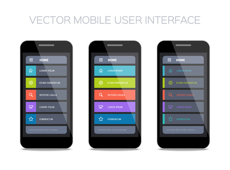 Vector mobile user interface design. Set of home pages.のイラスト素材
