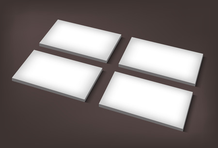 Four blank piles business cards on brown background. Ready for bran or print presentation. Vector illustration.のイラスト素材