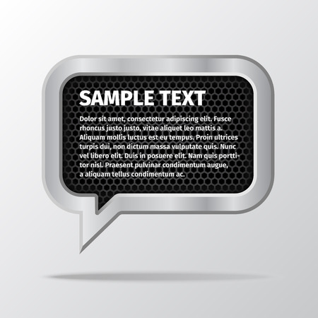 Silver speech bubble for message on white with dark carbon polygon background inside.のイラスト素材