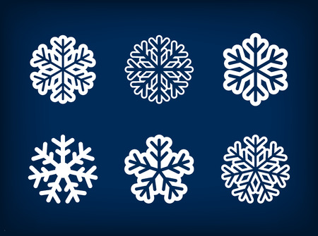Set of winter snowflake on blue. Vector illustration.のイラスト素材