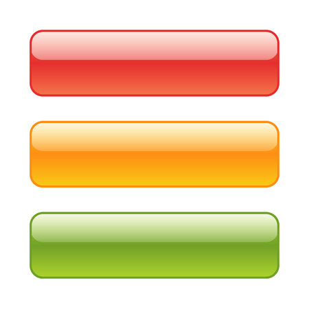Set of colored web buttons. Glossy red, green and yellow rounded background.のイラスト素材