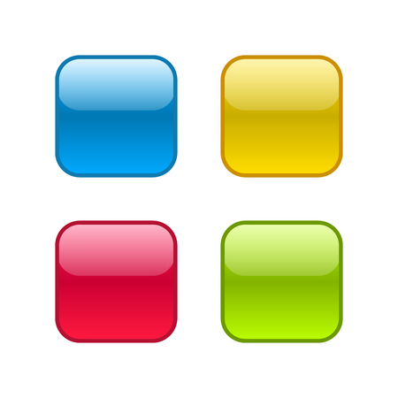 Set of square rounded web buttons. Glossy design with outlines border.のイラスト素材