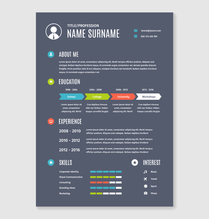 resume cv a4 letter. Modern business template document.のイラスト素材