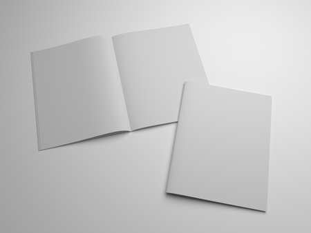 Blank open composition and cover magazine mockup. 3d illustration mock-up.の写真素材