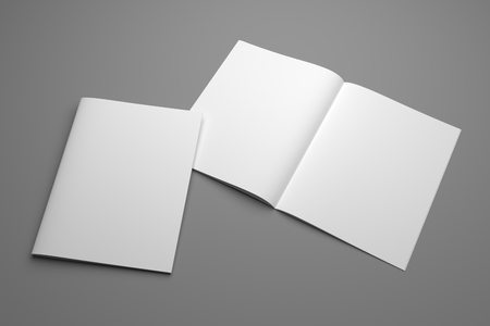 Blank open composition US Letter magazine mockup with cover showcase. 3d rendering mock-up.の写真素材