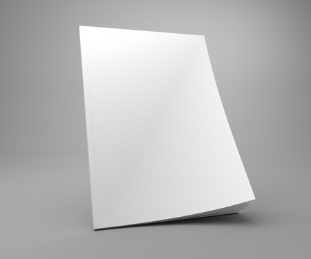 Blank A4 standing cover mock up of a magazine. 3d illustration template with empty cover.の写真素材