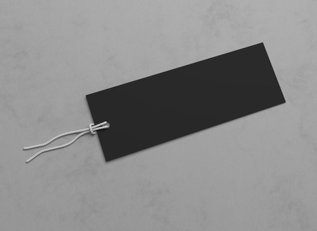 Blank black 3D illustration hang tag.の写真素材