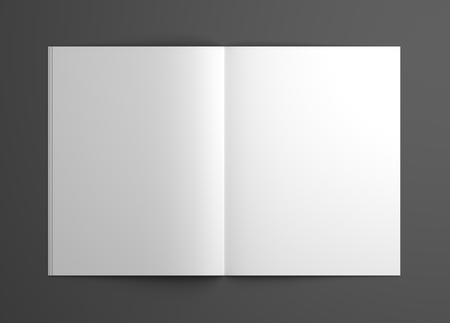 Orthographic 3D illustration opened magazine mock-up.の写真素材