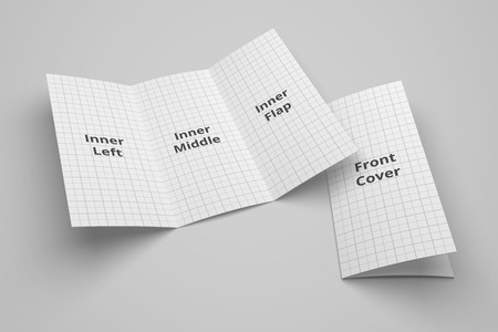 US Letter tri fold brochure 3D illustration mockup with grid No. 1の写真素材