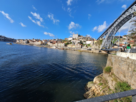 Porto, Portugal. View of Dom Luis I Bridge over Douro river.の写真素材