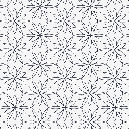 Linear geometric pattern, repeating with abstract flower on circles.のイラスト素材