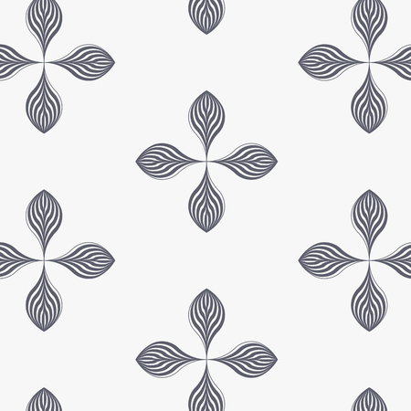 linear vector pattern, repeating abstract leaves, gray line of leaf or flower, floral. graphic clean design for fabric, event, wallpaper etc. pattern is on swatches panel.のイラスト素材