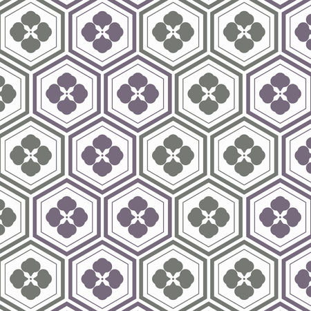 Geometric pattern vector. Pattern is a Japanese pattern repeating with abstract sakura flower and linear hexagon shape. Pattern is on swatches panel.のイラスト素材