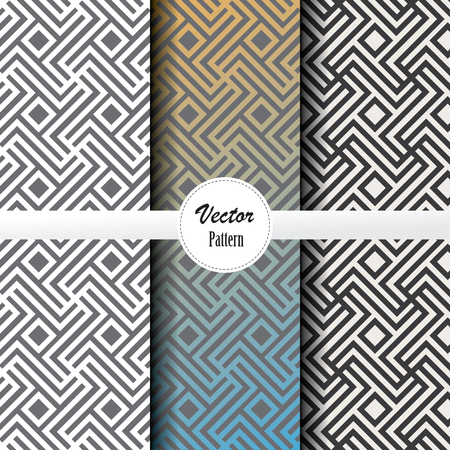 Vector pattern set of stripe line and square at center in different colors. Vector clean design for wallpaper, printing, fabric, easily edited.のイラスト素材