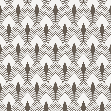 Geometric pattern. linear roof tiling or fish scale shapes motif or leaf leaves and flower. pattern is on swatches panelのイラスト素材